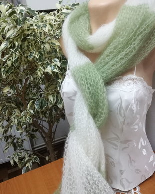 Fular alb/verde