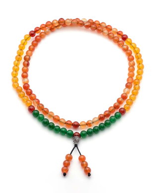 Mala cu 108 sfere de agat multicolor si argint 925