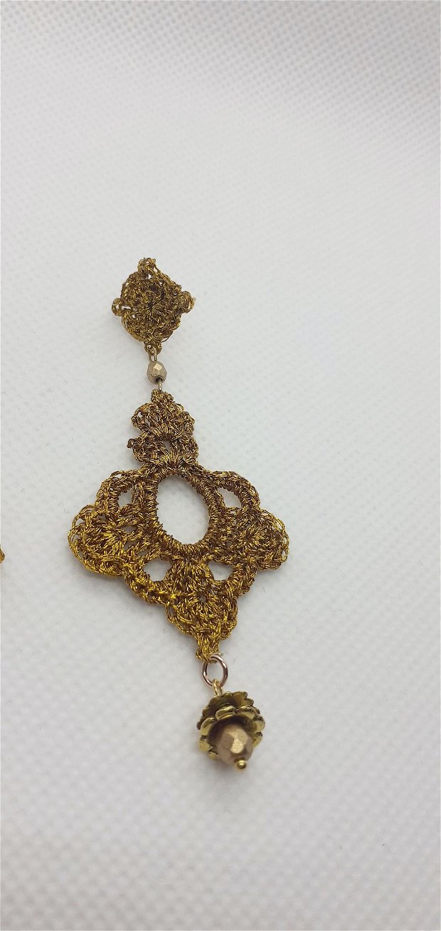 cercei handmade lungi byzantinum crosetati - auriu
