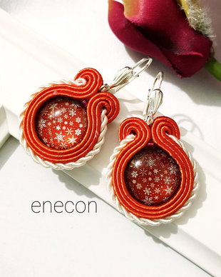 Cercei rosii soutache,