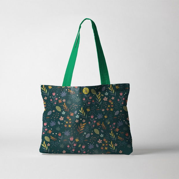 Geanta Handmade Tote Fatty Captusit, Mulewear, Botanic Pajiste Multicolora, Multicolor, 37x45 cm