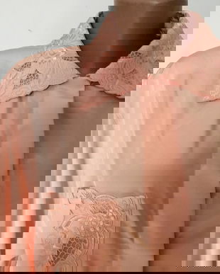 Bluza orange-somon cu guler brodat