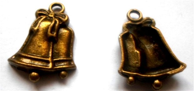 Charm metalic clopotei de Craciun bronz