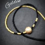 Colier/Choker argint cu mărgele negre/antique gold