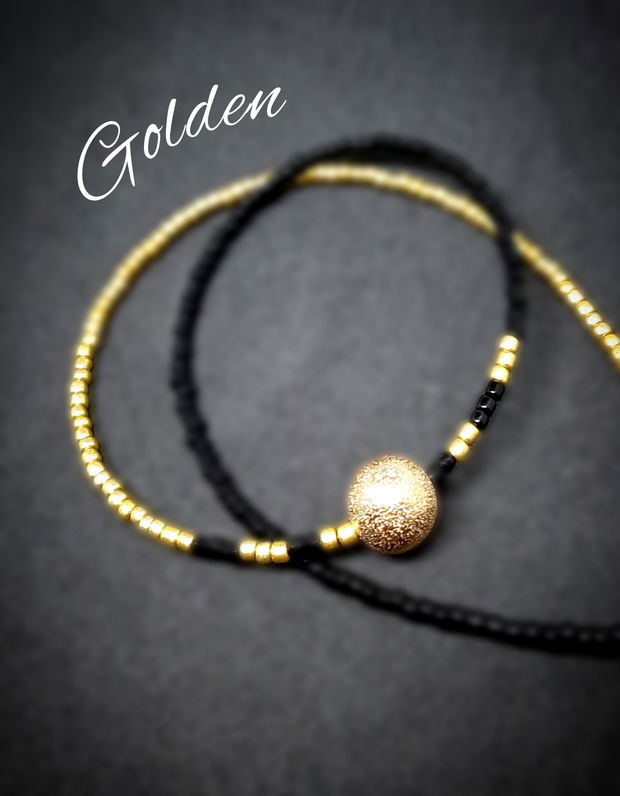 Colier/Choker argint cu mărgele negre/antique gold