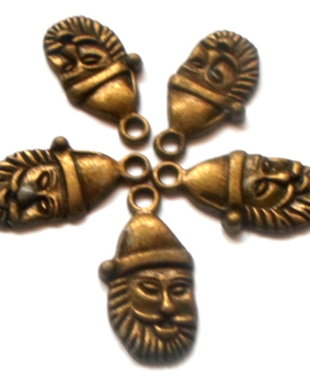 Charm metalic cap de Mos Craciun bronz