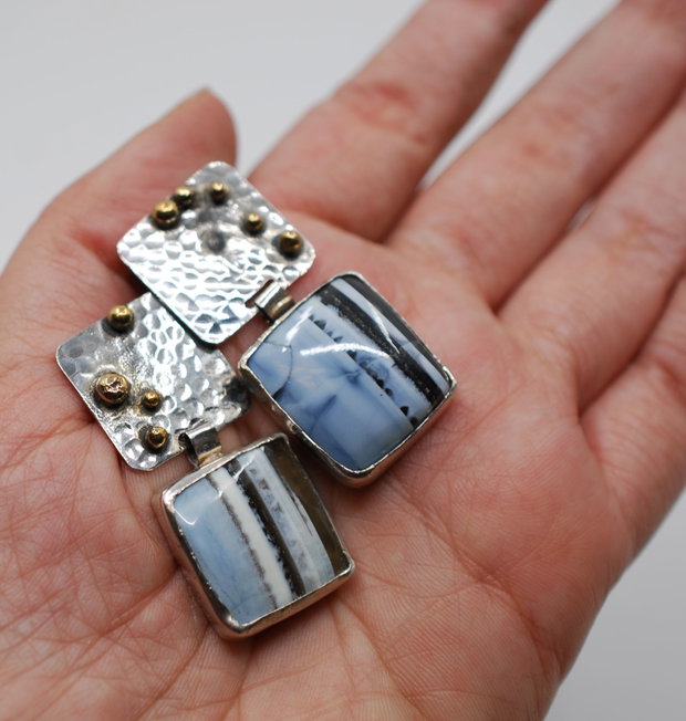 Cercei statement, din argint 925 cu opal owyhee