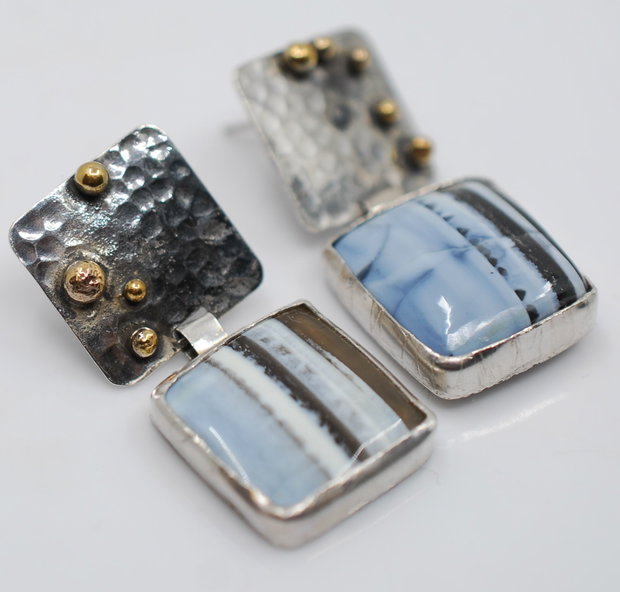 Cercei statement, din argint 925 cu opal owyhee