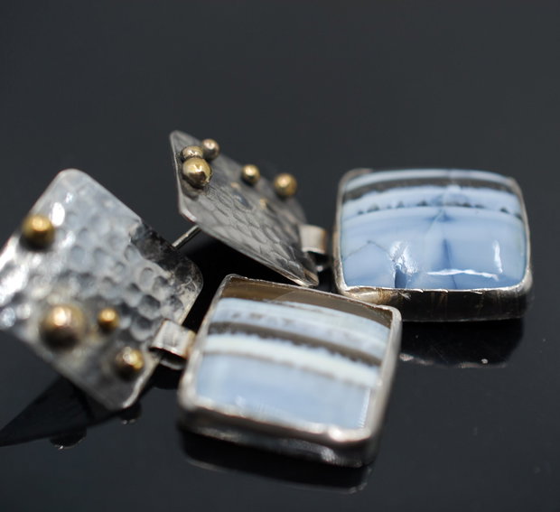 Cercei statement, din argint 925 cu opal owyhee