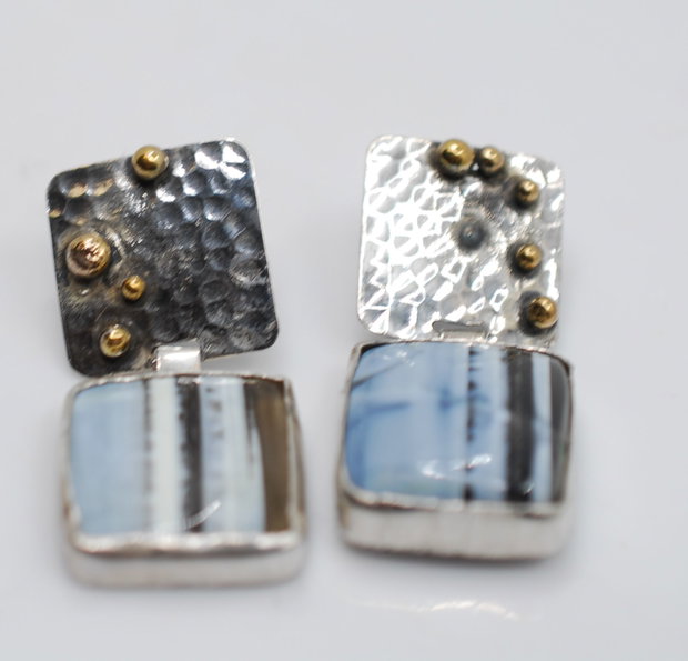 Cercei statement, din argint 925 cu opal owyhee