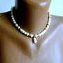 Colier din perle naturale albe, hematit auriu si accesorii gold filled