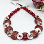 Colier lampwork si coral rosu