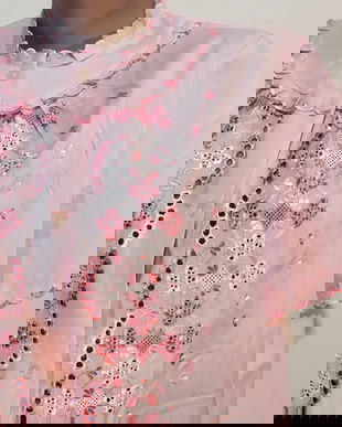 Camasa de noapte roz cu broderie