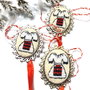 Brosa  , martisor cu broderie manuala - motive traditionale  pe panza taraneasca