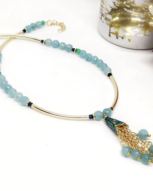 Colier ciorchina jad bleu