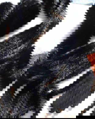 Sal  nou nurca , negru ,  deosebit ,  manusi  noi asortate cadou