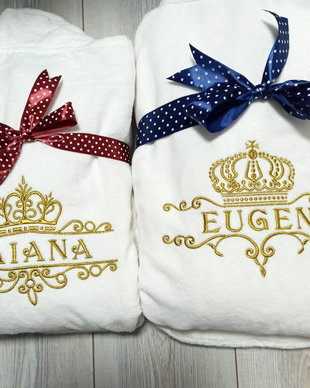 Set 2x Halate hoteliere personalizate prin broderie