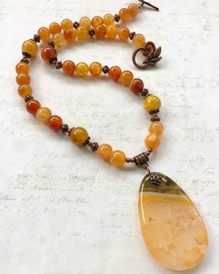 Colier vintage agate Orange