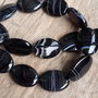 Margele / pandantiv agata neagra, 25x18 mm