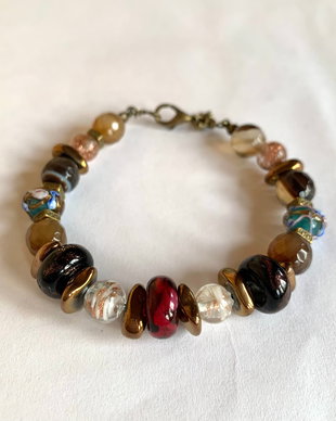 BRATARA VINTAGE GLAMOUR-agate,hematit,murano,bronz