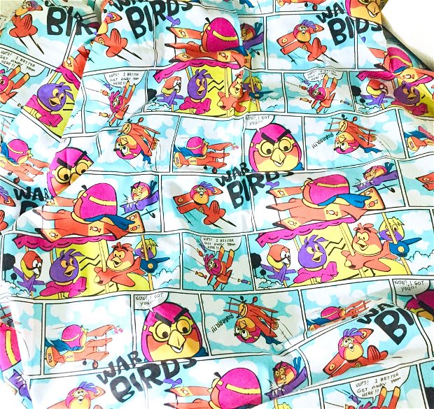 Material textil imprimeu desene Angry Birds
