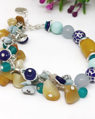 Bratara larimar,agat si acvamarin