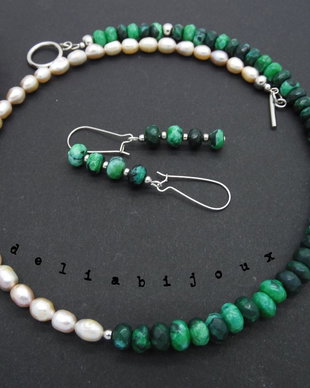 Set de bijuterii handmade unicat agate si perle (cod571)
