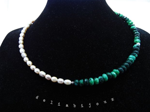 Set de bijuterii handmade unicat agate si perle (cod571)