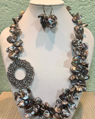 SILVER DIVA-perle Keshi,zamac argintat,inox