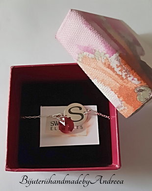 Bratara argint 925 cu banut argint 925 gravat si pandant Swarovski
