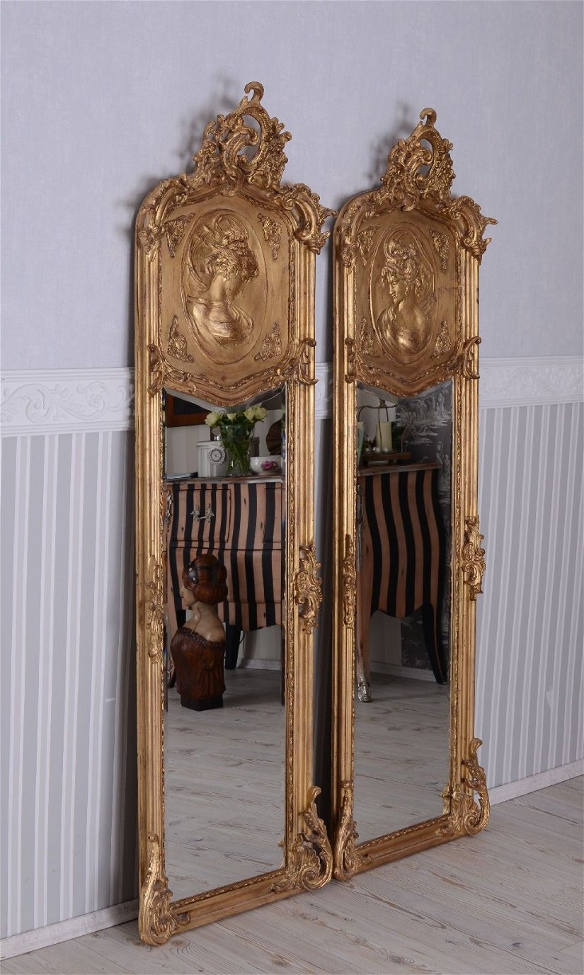 Set doua oglinzi Jugendstill cu o rama aurie