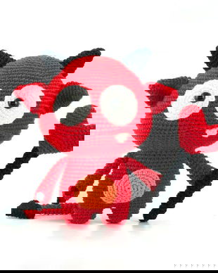 Jucarie crosetata dracusor, Dracusor crosetat, Gnom de plus, Gnom Valentines Day, Jucarie Valentines Day, Gnom Dragobete, Dragobete, Ziua indragostitilor, Jucarie ziua indragostitilor