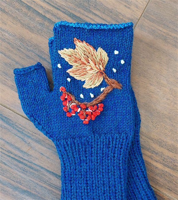 Mănuși handmade albastru royal