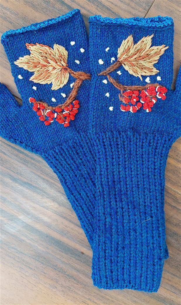 Mănuși handmade albastru royal