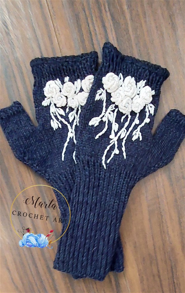 Mănuși handmade albastru navy