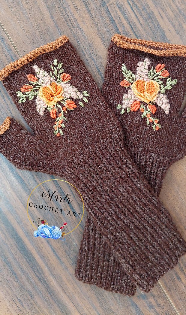 Mănuși handmade maro