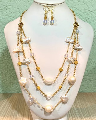 SET PEARLS & GOLD -perle baroc,perle biwa,opalit,murano,zamac aurit