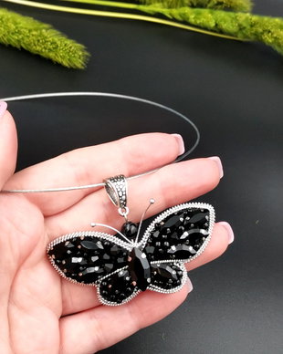 Rezervat Colier /Pandantiv Fluture - Black Butterfly