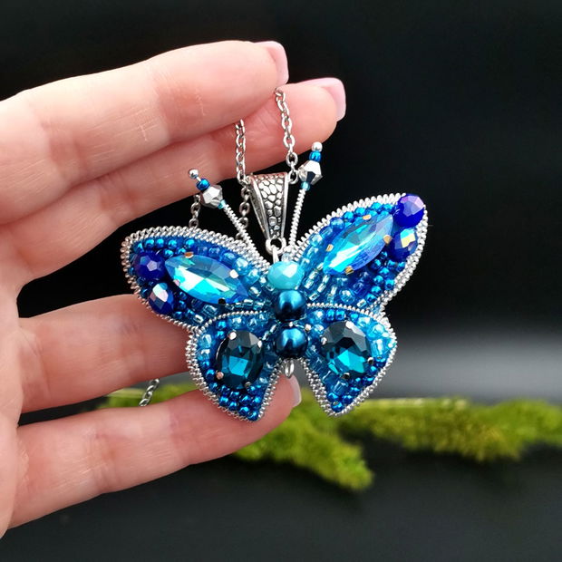 Rezervat Colier /Pandantiv Fluture - Blue Butterfly