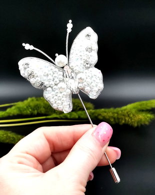 Broșă Fluture - Pearl Butterfly