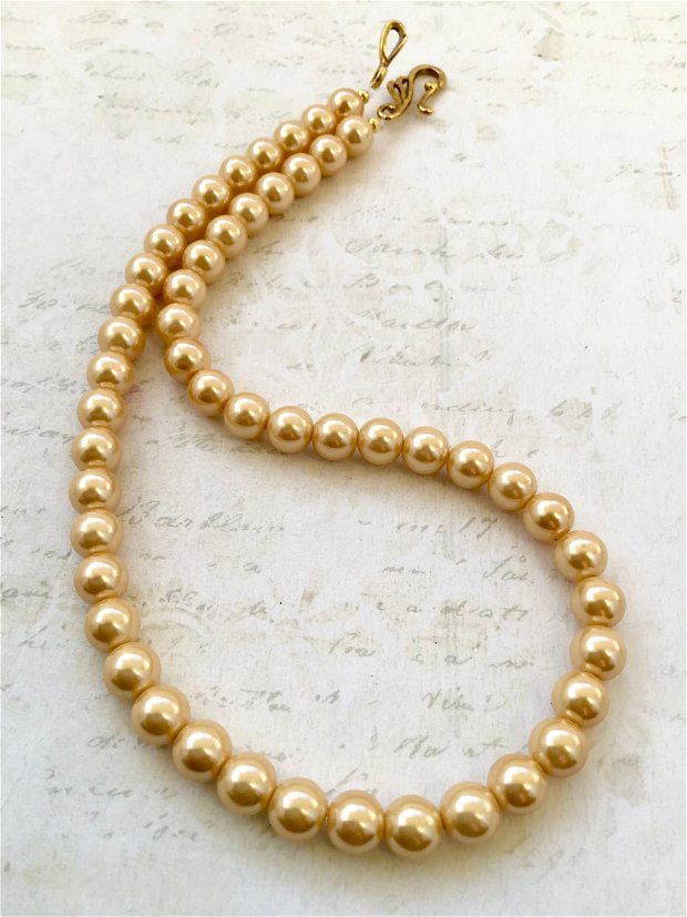 Colier perle Swarovski aurii