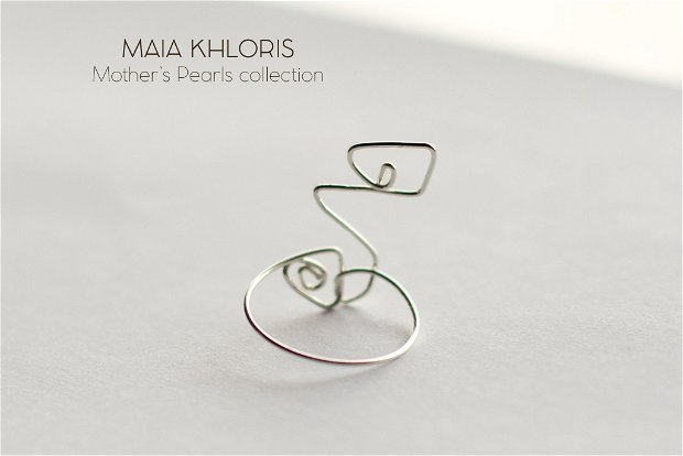Inel statement de argint, Mother's Pearls collection