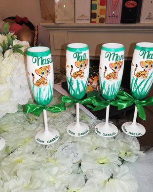 Pahare decorate botez tema jungle