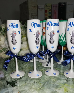 Pahare decorate botez Olaf