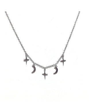 Colier minimalist din argint 925 cu stele si luna