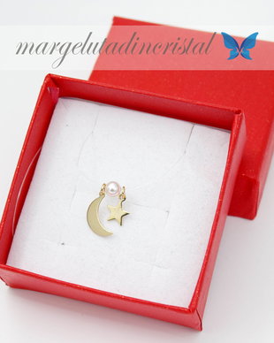 Lantisor / Colier / Fir Transparent / Soare si Steluta / Aur 14k