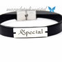 Bratara Personalizata / Piele Naturala / Placuta Argint 925 / Text