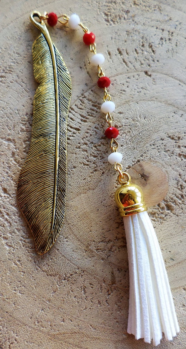 Semn de carte martisor/Semn de cartealb rosu