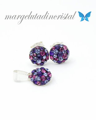 Set Swarovski - Chaton Ball / Purple / Argint 925