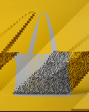 Geanta Handmade Tote Fatty Captusit, Mulewear, Animal Print Antarctica, Multicolor, 37x45 cm